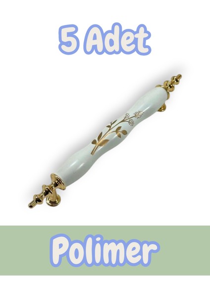 Polimer Zeytindalı Kulp Lüks Modern Mobilya Çekmece Vestiyer Mutfak Dolabı Kulpu 128MM (5 Adet)