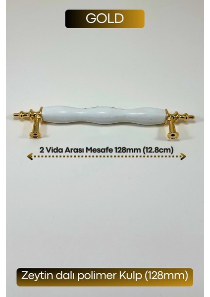 Polimer Zeytindalı Kulp Lüks Modern Mobilya Çekmece Vestiyer Mutfak Dolabı Kulpu 128MM (5 Adet)