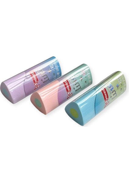 Üçgen Silgi Seti, Pastel Renkli, 3 Adet, Mor-Pembe-Mavi