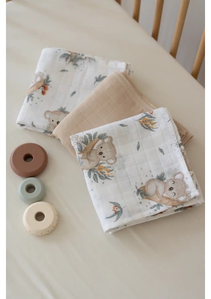 Çok Amaçlı 2 Katlı Müslin Örtü Koala Desen (3 Adet) modelleri
