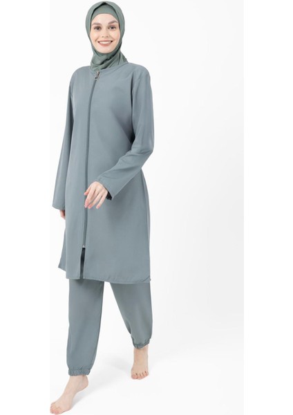 Bayan Paraşüt Kumaş Fermuarlı Tesettür Mayo 1520-27