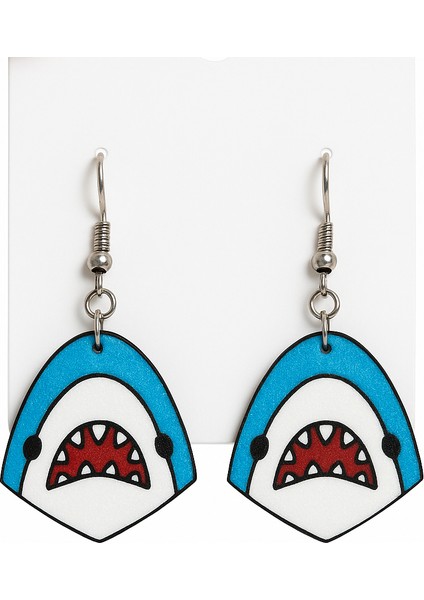 Köpekbalığı Figürlü 3D Baskı Küpe – El Yapımı, Hafif ve Şık Aksesuar (Gri & Mavi) modelleri