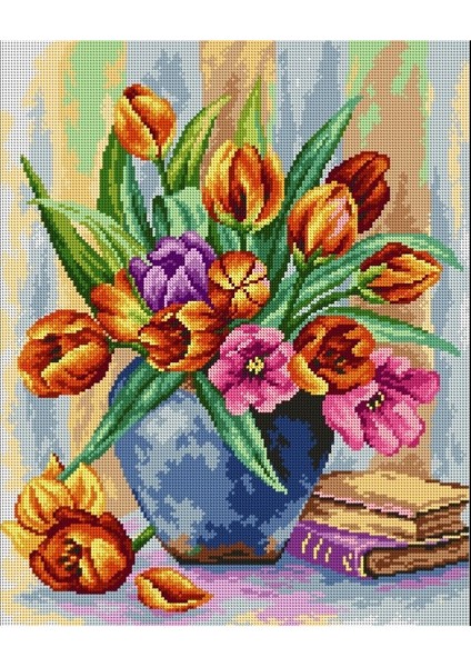 Baskılı Goblen Vazoda Lale 2430 40*50 cm