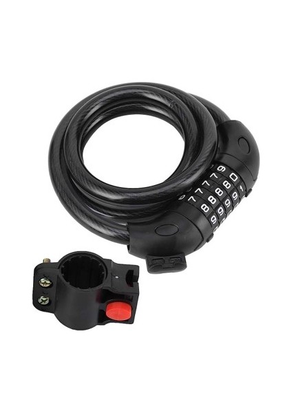 Motosiklet Bisiklet 5 Haneli Şifreli Halat Kilit 15X1200 Kendinden Kıvrılan Model 5 Haneli Şifreli Halat Kilit 15X1200 Kıvırcık