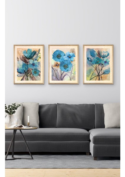 Trıple Art Flower Ahşap Tablo