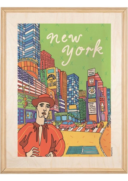 Ikıgai New York Erkek Ahşap Tablo