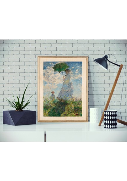 Monet Walkıng Wıth Parasol Ahşap Tablo modelleri