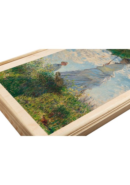Monet Walkıng Wıth Parasol Ahşap Tablo fırsatları