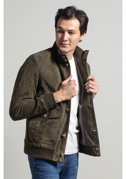 Erkek Süet Mont Haki MW-4305 modelleri