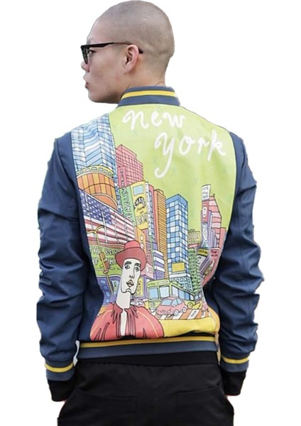 Erkek Ceket Newyork Baskılı