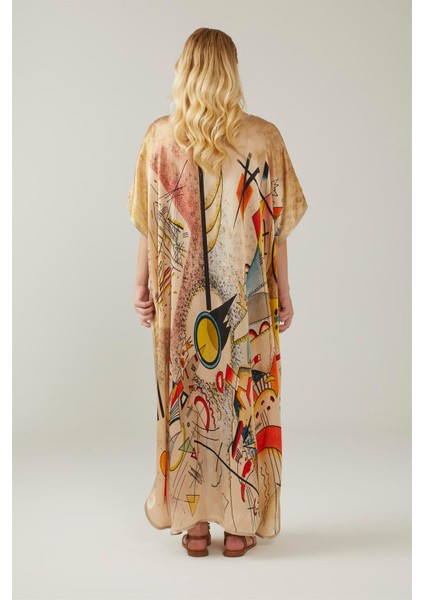 Kandinsky Busting Aquarelle Desenli Ipek Elbise indirimleri