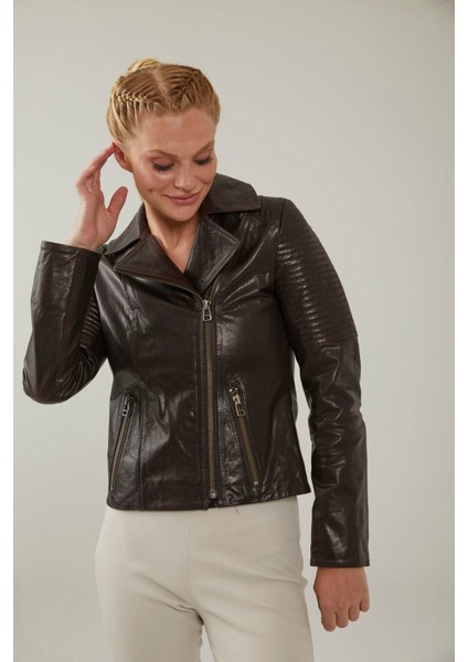 Agnes Kahve Kadın Deri Mont fiyatları