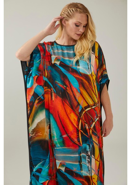 Watercolor Paintings Desenli Ipek Elbise fiyatları