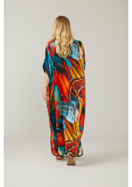 Watercolor Paintings Desenli Ipek Elbise fırsatları