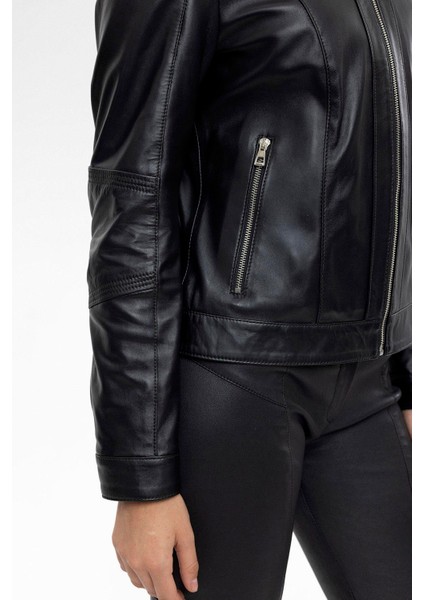 Carmella Fermuarlı Astarlı Kısa Kadın Hakiki Deri Mont indirimleri