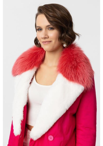 Pembe Luna Kürk Yaka Kuşaklı Uzun Kumaş Kaban indirimleri