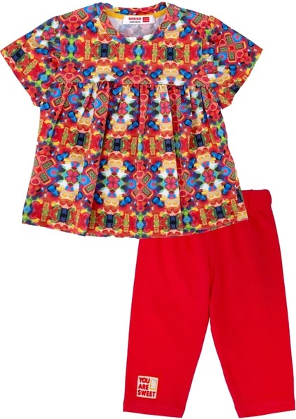 Kız Çocuk Fuşya Likralı Tayt Takım