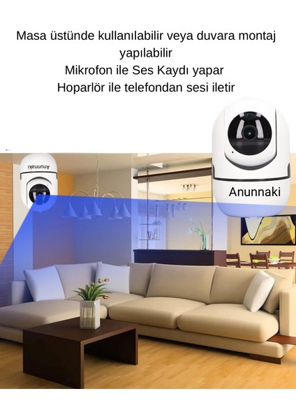 Wifi Bebek Kamerası Sesli, Gece Görüşlü, 360° Döner