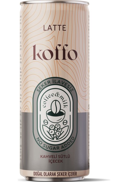 Soğuk Kahve Latte Şekersiz 250 ml 12 Adet