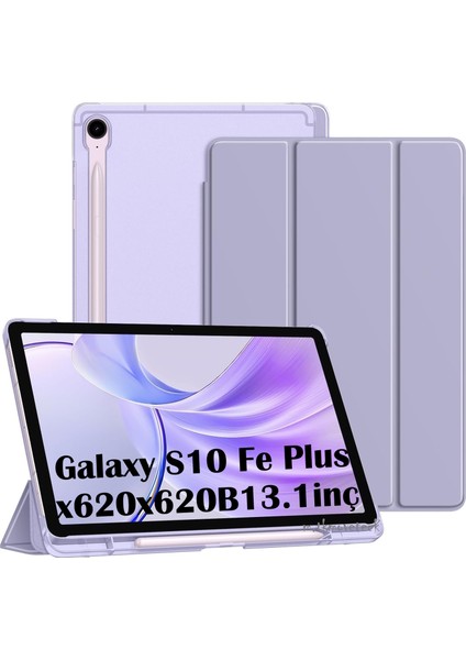 Samsung Galaxy Tab S10 Fe Plus 13.1 Inç 2025 Kılıf Smart Uyku Modlu S Pen Kalem Bölmeli Standlı Arkası Renkli Kapak SM-X620/X626B