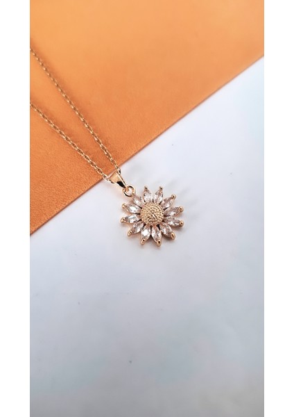 Güneş Figürlü Zirkon Taşlı Çelik Kolye modelleri