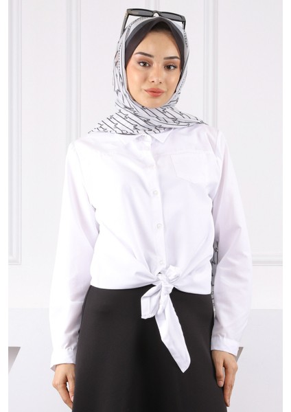 Ekru Tek Cepli Ön Bağlamalı Gömlek