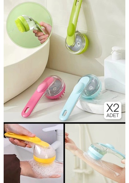 2'li Şampuan Hazneli Duş Saç Fırçası