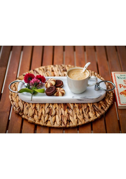 Amora 30CM Mermer Tek Veya Çift Kişilik Tepsi - Traverten Sunum Tepsisi - Çay Kahve Sunumluğu - Özel Tasarım Mermer Tepsi fiyatları