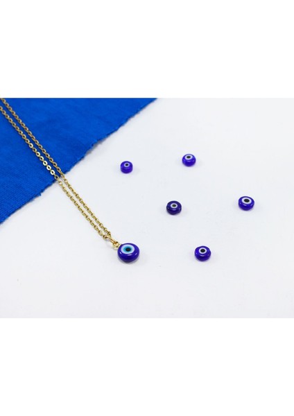 Minimal Lacivert Cam Nazar Boncuklu Kolye, Hediyelik Kolye (60 Cm) fiyatları