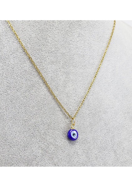 Minimal Lacivert Cam Nazar Boncuklu Kolye, Hediyelik Kolye (60 Cm) modelleri