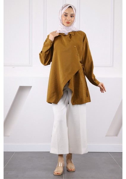 Camel Yandan Bağlamalı Modal Tunik
