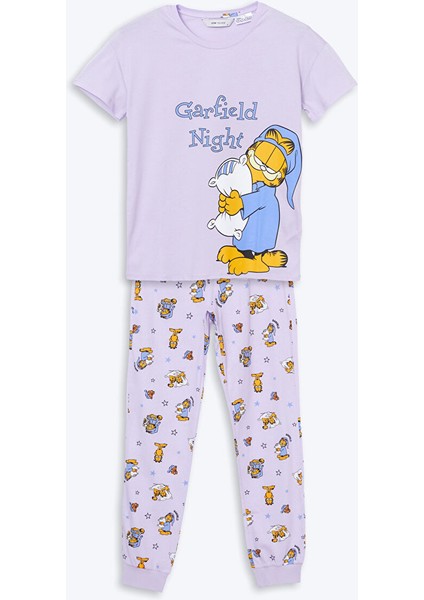Yeni Sezon Bisiklet Yaka Garfield Baskili Kadin Pijama Takimi - S5CP67Z8 indirimleri