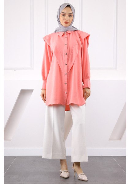 Pembe Ön Detaylı Kol Bağlamalı Tunik fiyatları