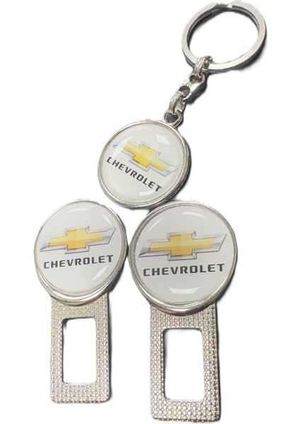 Chevrolet Emniyet Ikaz Ses Susturucu Metal Toka 2 Adet ve Anahtarlık 1 Adet