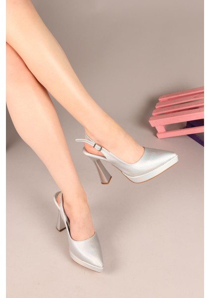 Renisa Platform Topuklu Stiletto Gümüş