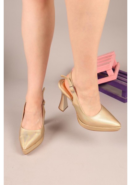 Renisa Platform Topuklu Stiletto Gold fırsatları