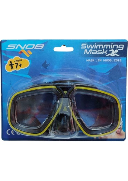 Snob Maske Gözlük Yüzücü Deniz Havuz Gözlüğü 7+ (Sarı Siyah)