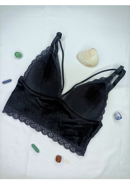 Kadife Dantel Sütyen Takım Bralet