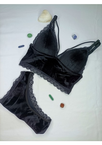 Kadife Dantel Sütyen Takım Bralet
