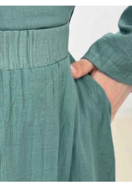 Serona Üstü Kimono Etekli Çilek TAKIM-EK556 Mint Kadın Tesettür Etekli Takım-Tam Yazlık-Uygun -Serin Kumaş-Tesettür Kimonolu Etekli Takım-Sade ve Rahat Model modelleri