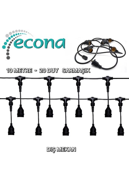 Teknikerelektrik Econa ECN-3066 Kablolu Dış Mekan Duy Takımı 10M 20 Duy