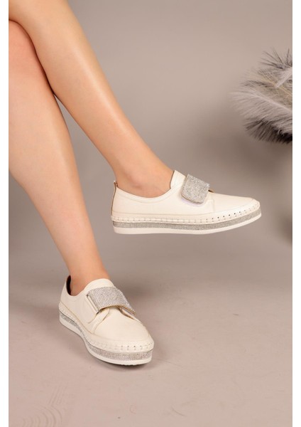 Stone Taşlı Cırtlı Sneakers Beyaz indirimleri