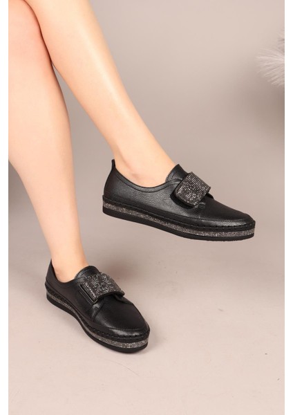 Stone Taşlı Cırtlı Sneakers Siyah