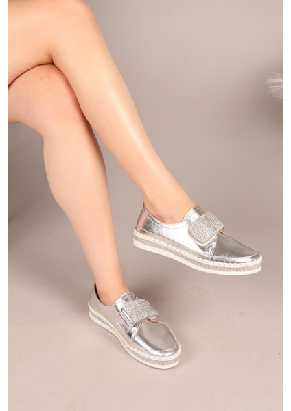 Stone Taşlı Cırtlı Sneakers Gümüş
