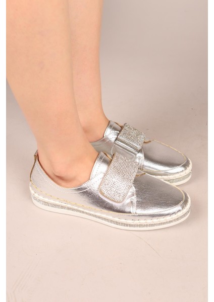 Stone Taşlı Cırtlı Sneakers Gümüş