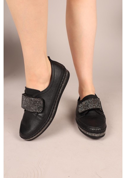 Stone Taşlı Cırtlı Sneakers Siyah