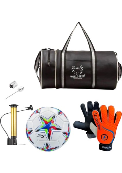 Çocuk Kaleci Eldiveni Silindir Spor Çanta Futbol Topu Pompa Hediyeli
