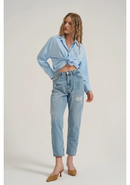 Yırtık Detaylı Denim Pantolon fırsatları
