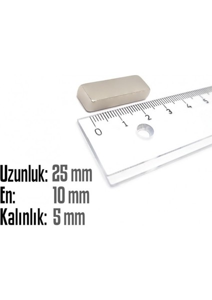 Neodyum Mıknatıs Köşeli 25X10MM , Kalınlık 5 mm ( 2 Adet) fiyatları