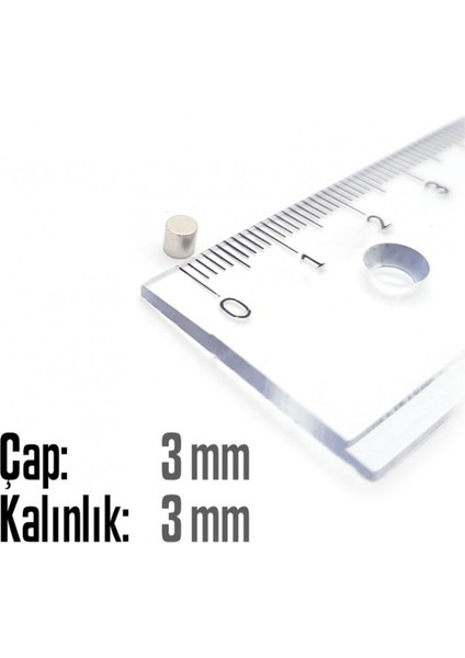 Neodyum Mıknatıs Silindir Çap 3mm , Kalınlık 3mm ( 30 Adet) fiyatları